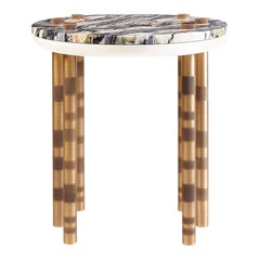 Ipanema Brass Marble Side Table, Marble Top and Brushed Brass Legs by Duistt