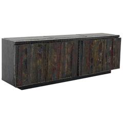 Paul Evans, Welded Steel Deep Relief Console, USA, circa 1969