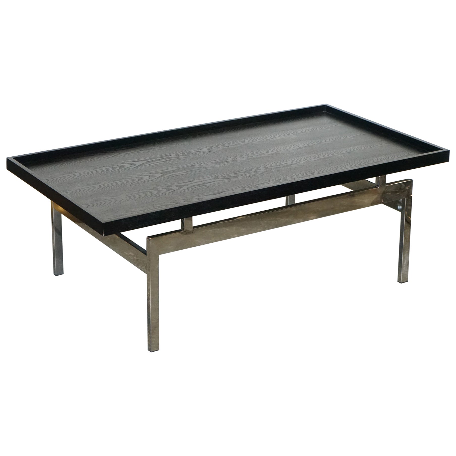 CASA PADRINO ART DECO Style SCHWARZES TOP UND STAiNLESS STEEL COFFEE TABLE im Angebot