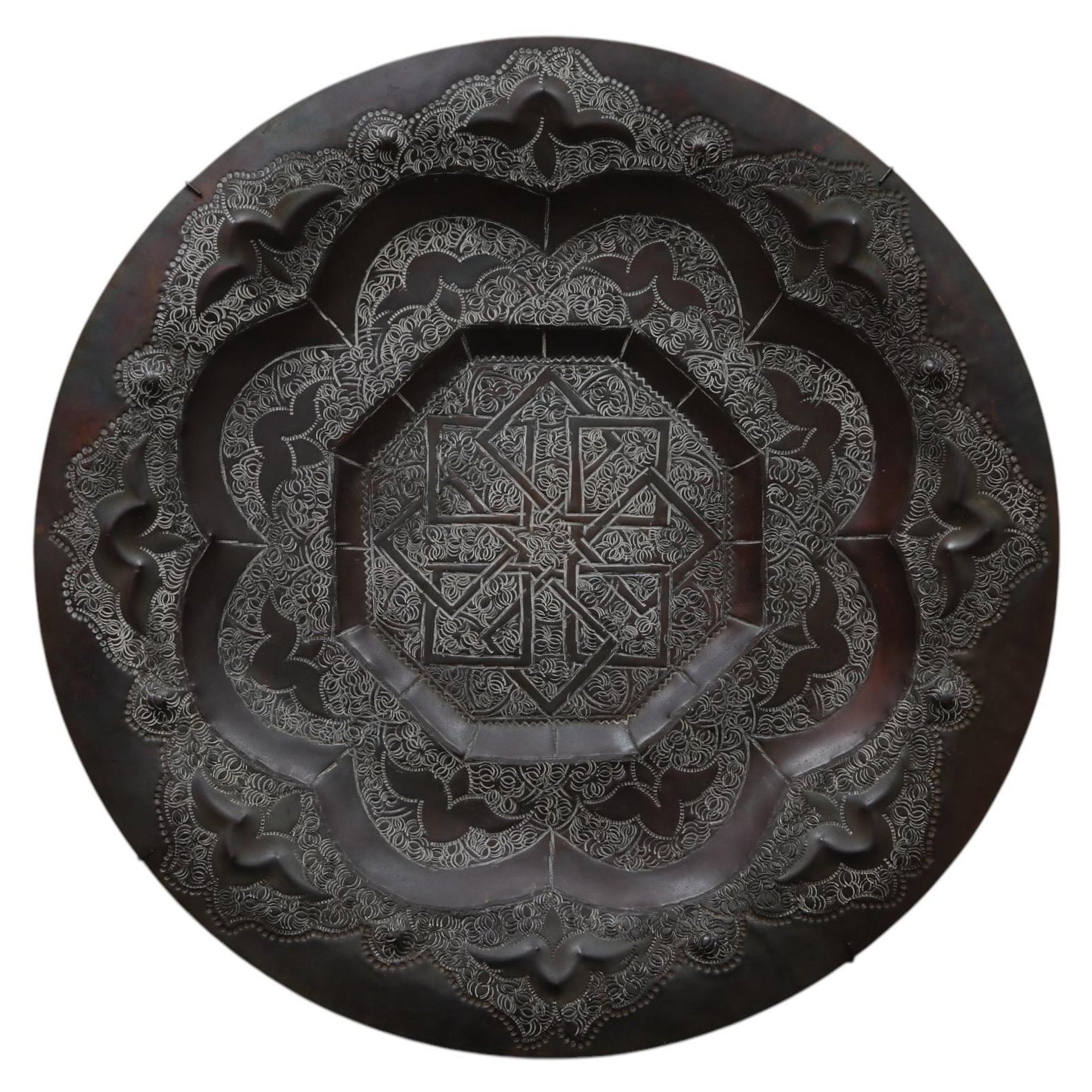 Plato Persa Decorativo de Cobre Grabado