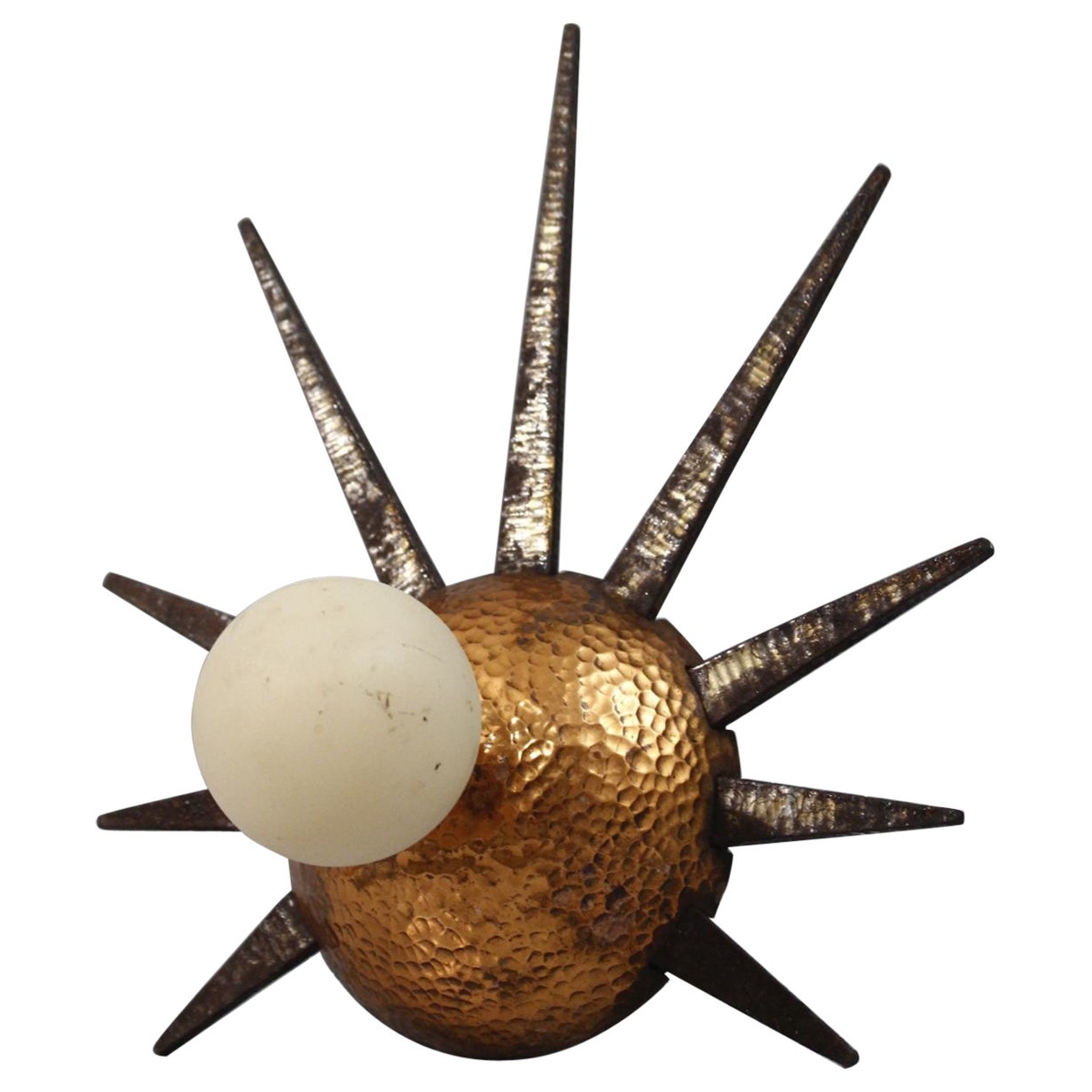 1930s Modernist hammered copper & brass wall coat hanger