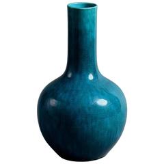 19th Century Turquoise Glazed Porcelain Bottle Vase