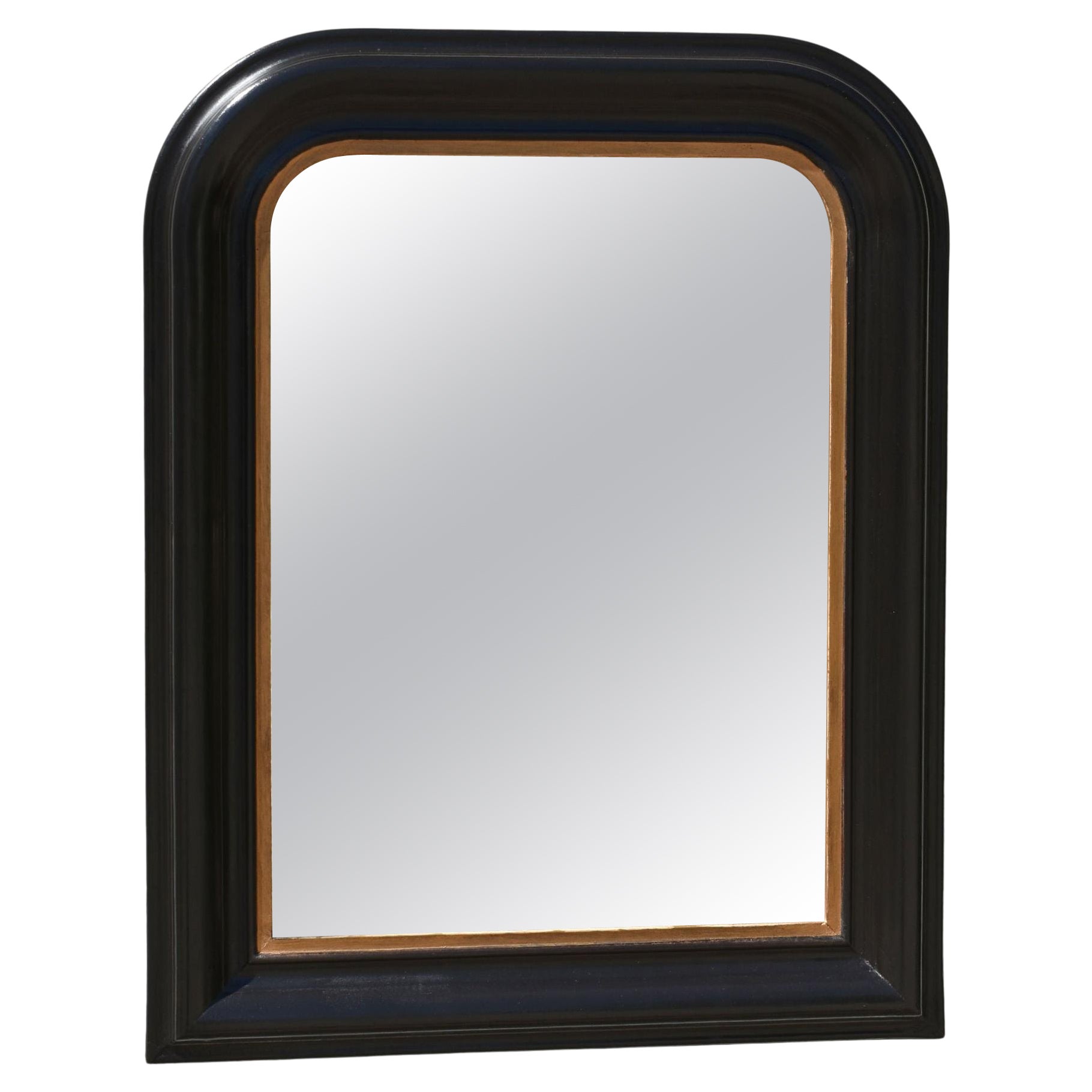 Antique miroir Louis Philippe ébénisé et doré