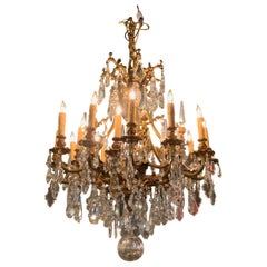 Large Louis XVI-Style crystal and Bronze Chandelier