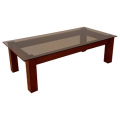 1970s MidCentury Brutalist Smoked Glass Rectangular Coffee Table