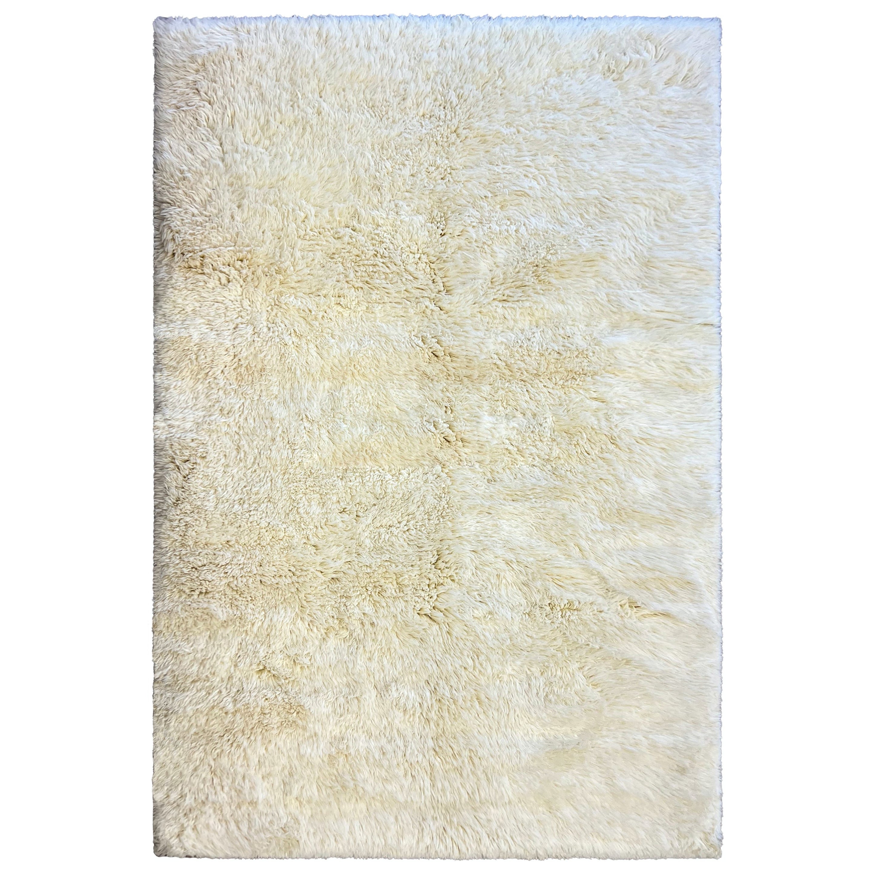 6x9 ft Minimalist Hand-Knotted Turkish Tulu Rug, 100% Natural Un-Dyed Beige Wool