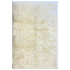 6x9 Fuß Minimalistischer handgeknüpfter türkischer Tulu-Teppich, 100% natürliche, unbefärbte, beige Wolle