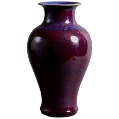 19th Century Sang De Boeuf or Flambé Deep Purple Baluster Vase