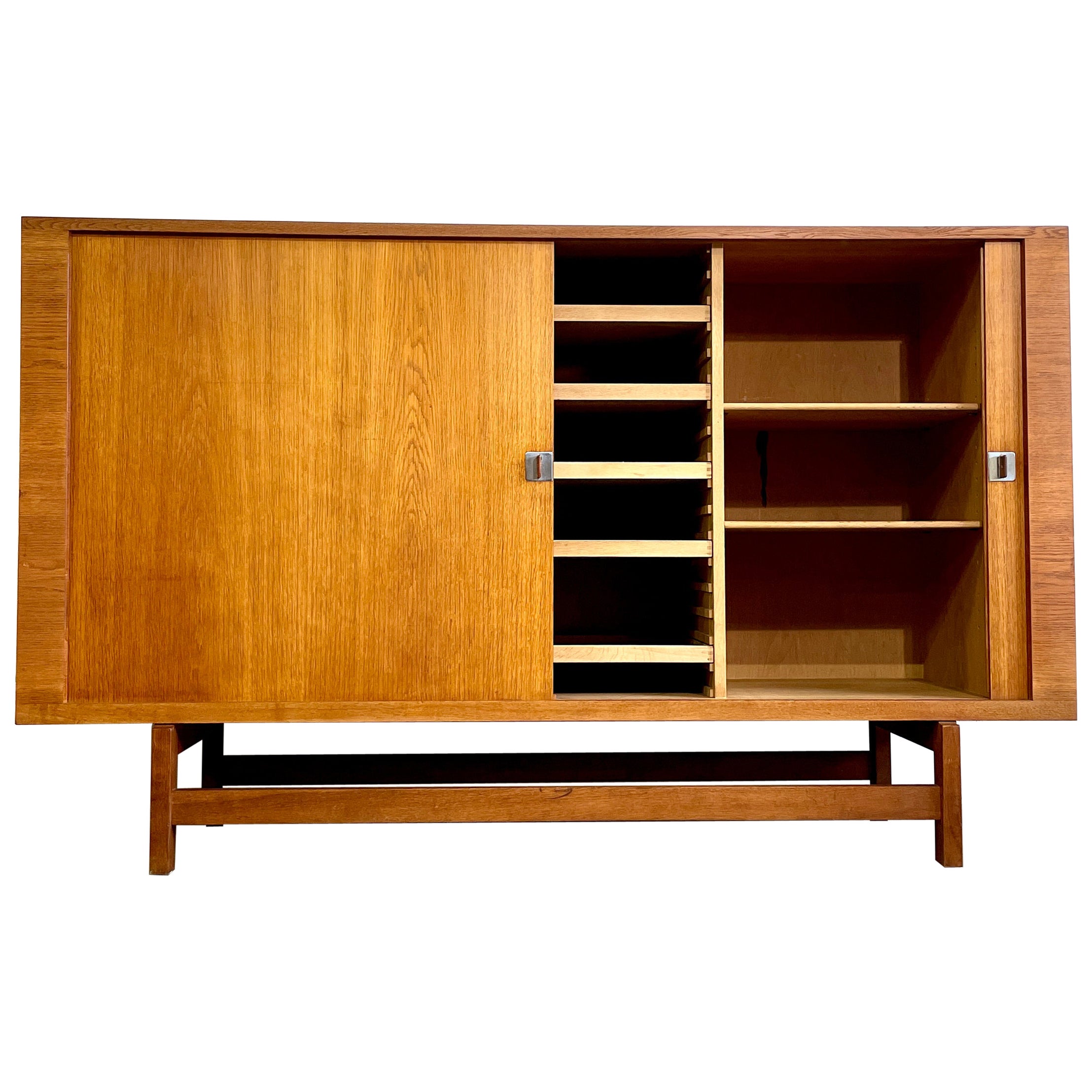 Hans Wegner Danish Modern Tall Sideboard or Buffet Tambour Doors