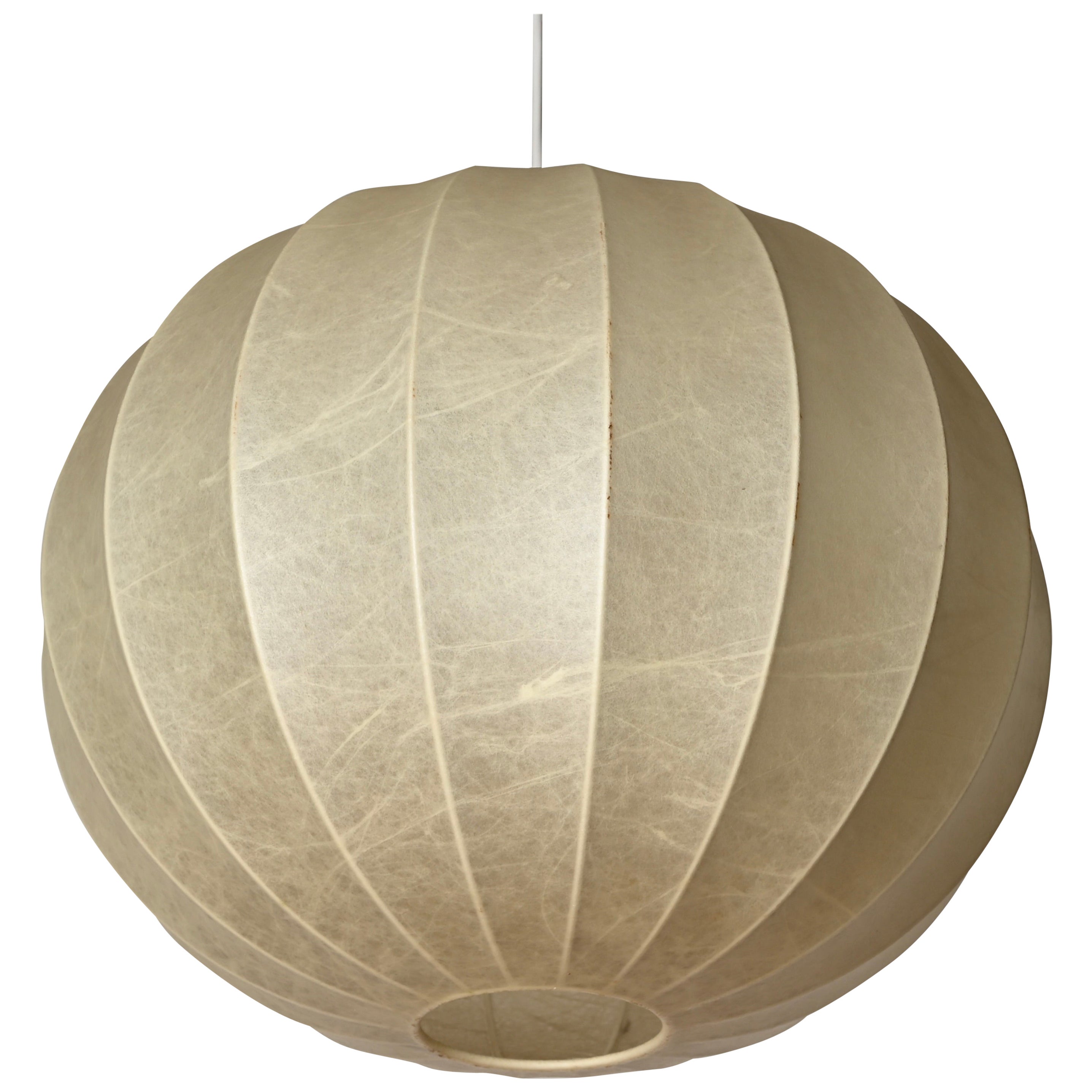 Achille Castiglioni Mid-Century Beige Round "Cocoon" Pendant, Italy 1960s