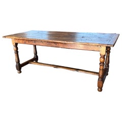 French Oak Rustic Farm Table / Dining Table, 19th Century