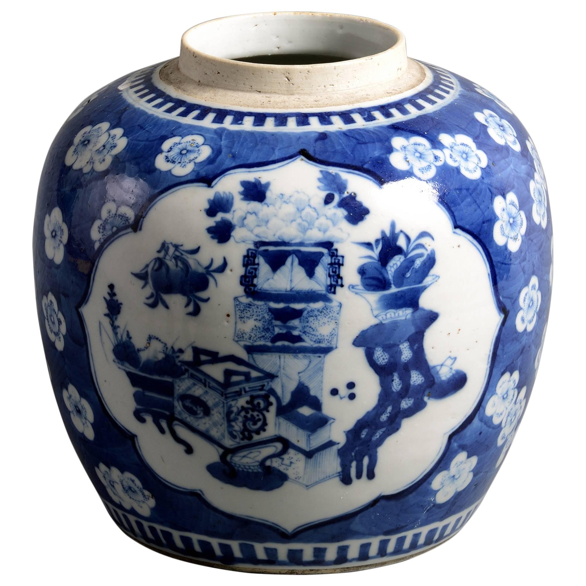 19th Century Blue and White Porcelain Jar