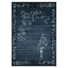 Rug & Kilim’s Chinese Art Deco Style Rug, Gold Tones with Bamboo Floral Patterns