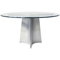 Four-Sided Luigi Saccardo Matte Steel Dining Table for Maison Jansen