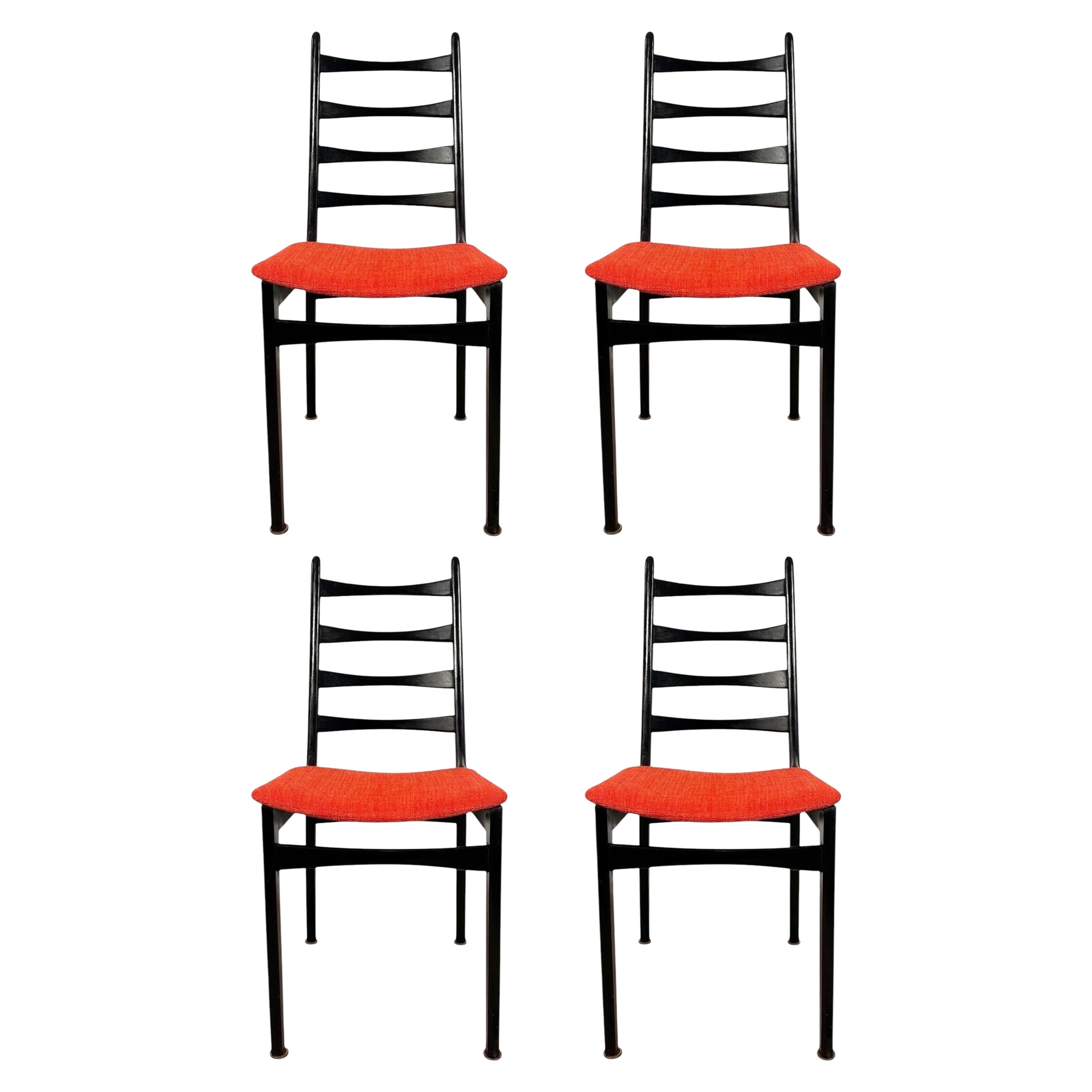 Set of 4 Italian Mid-Century Modern Ladder-Back Dining Chairs