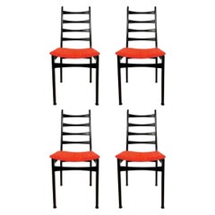 Set of 4 Italian Mid-Century Modern Ladder-Back Dining Chairs