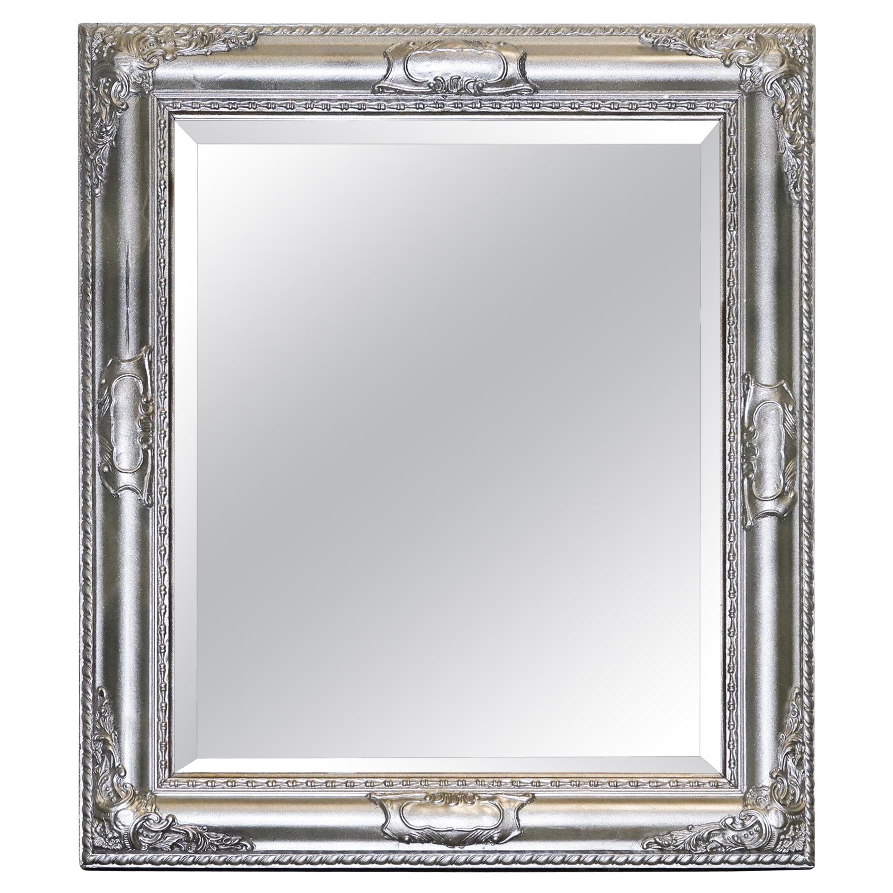 ANTIQUE SILVER CARVED SILVER BEVELLED RECTANGULAR MiRROR