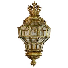Große antike französische Chateau-Laterne aus Goldbronze, um 1880.