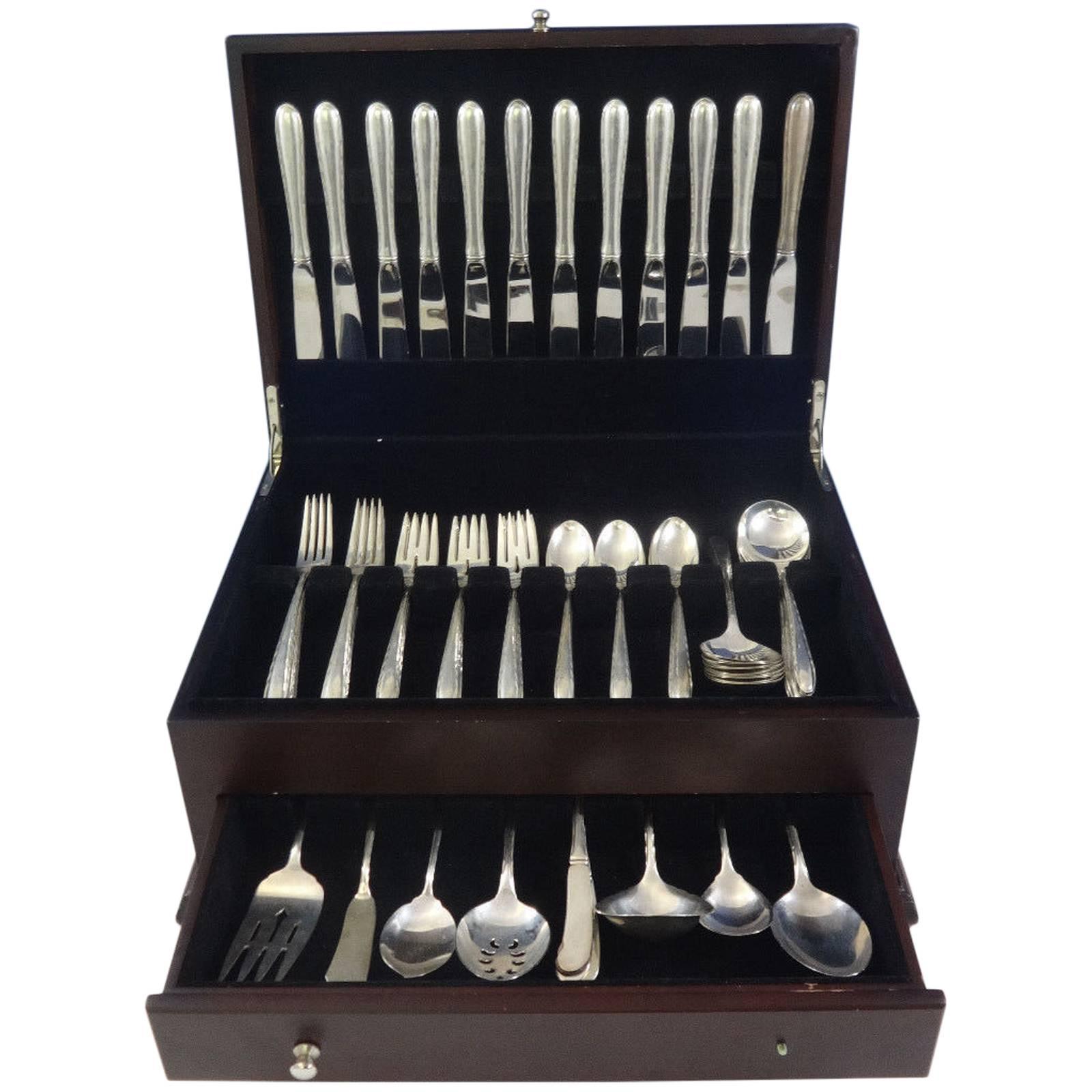 Juego de Cubiertos de Plata de Ley Flutes by Towle para 12 Servicio 79 Piezas