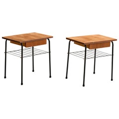 Swedish Designer, Nightstands, Teak, Steel, Sweden, 1960s