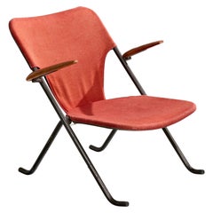 Fauteuil de salon Herman Persson, teck, acier, tissu, Suède, 1957