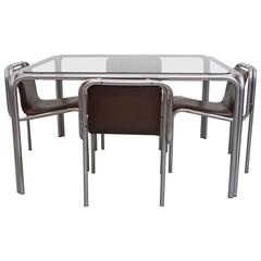 Claire Bataille Modern Chrome Dining Set 5