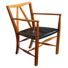 Josef Frank, Loungesessel, Mahagoni, Lederette, Schweden, 1950er Jahre
