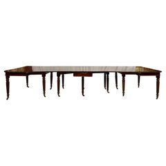 Antique English Mahogany Banquet Table with Carved Border Detail Circa 1840-1860