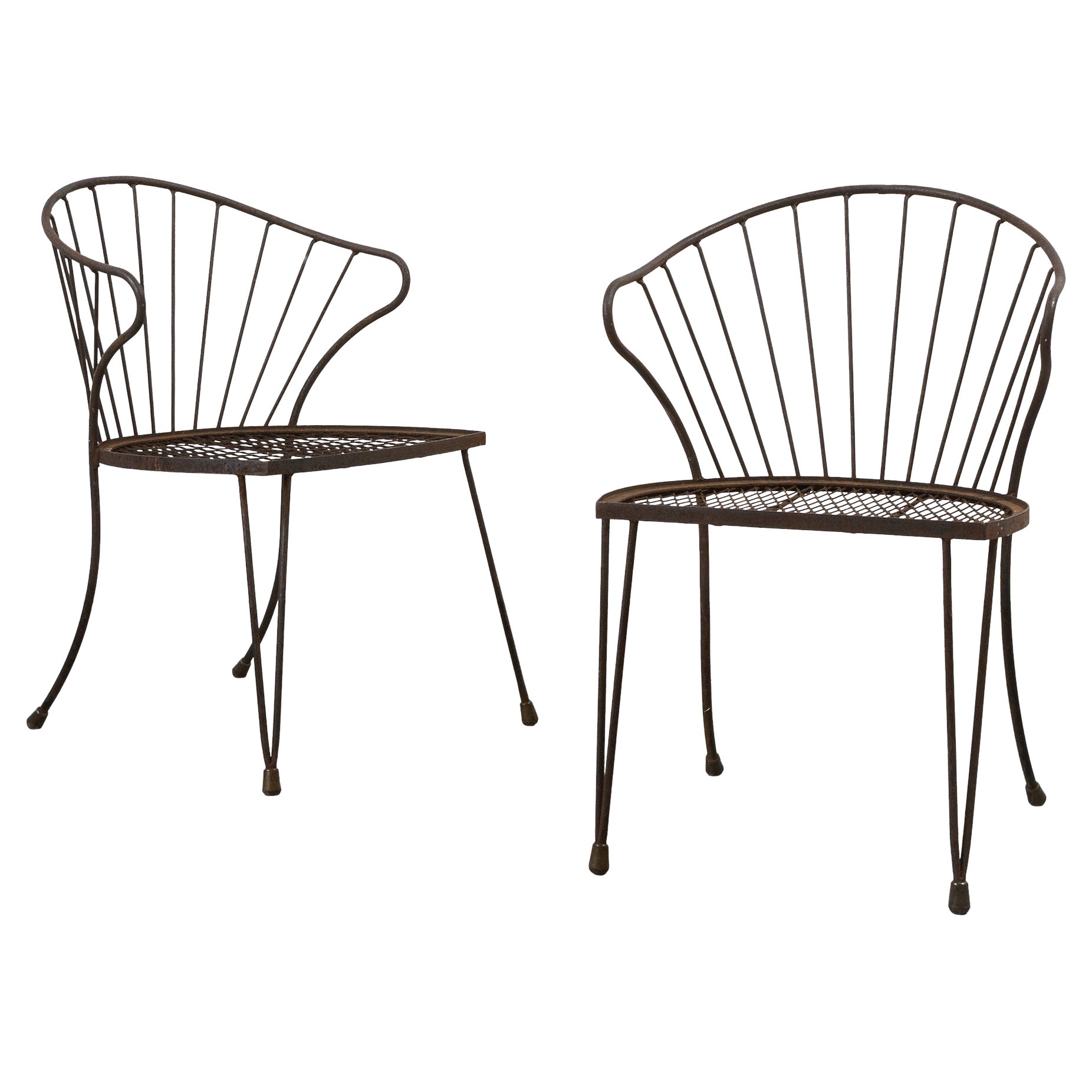Pair of 1950s Italian Wrought Iron Side Chairs