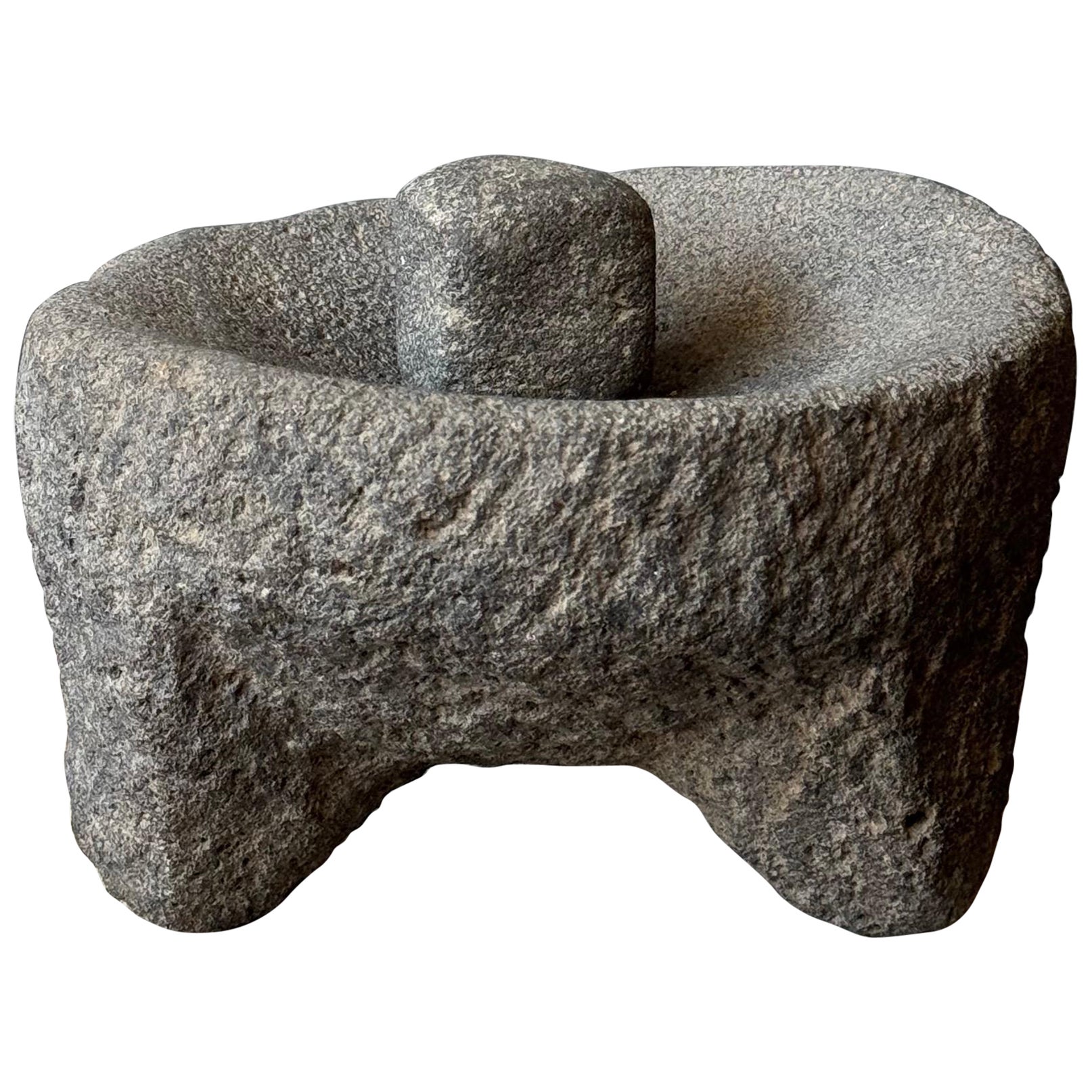 Volcanic Stone Mortar And Pestle From Mexico