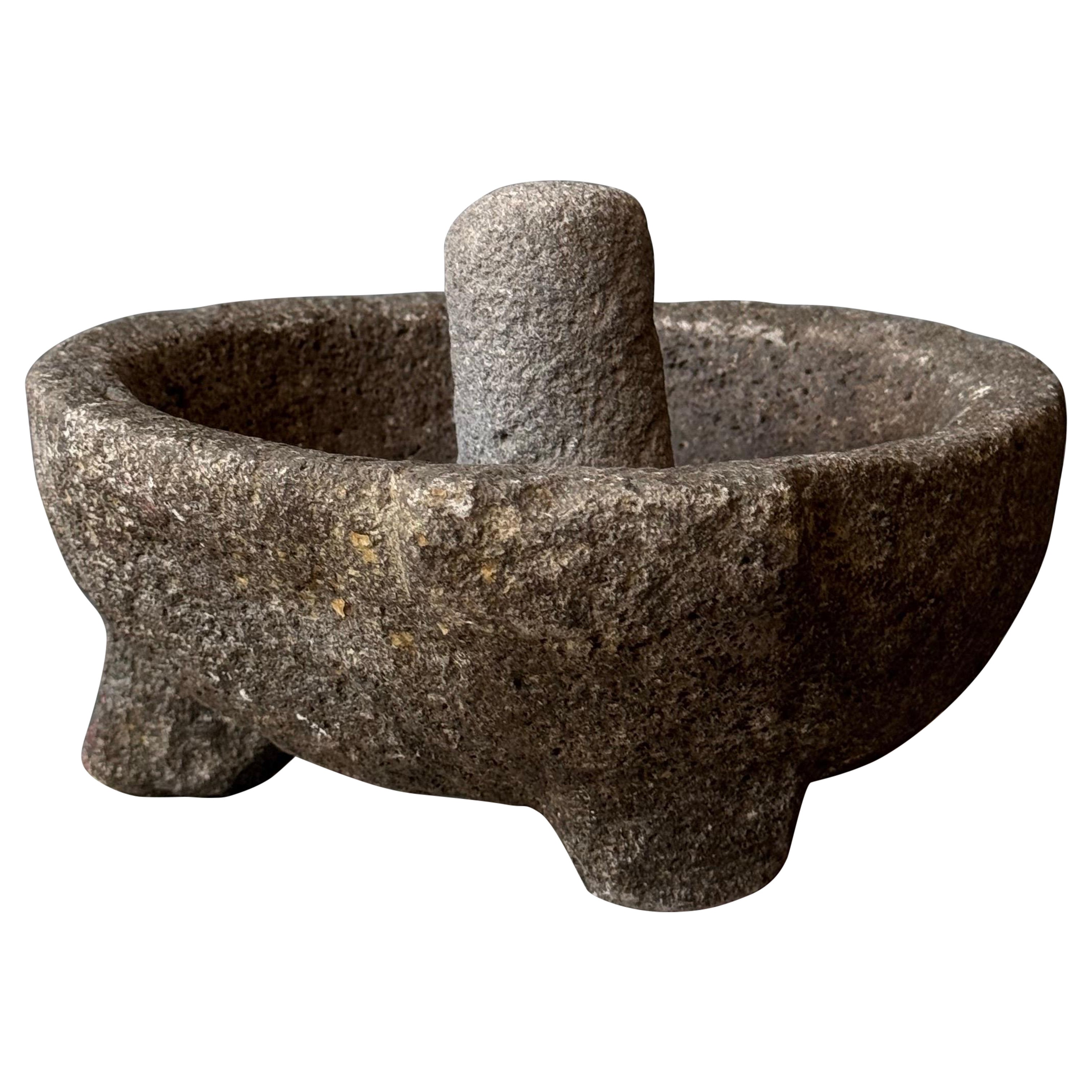 Volcanic Mortar And Pestle From Mexico, Circa 1970´s