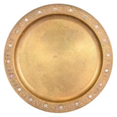 Tiffany Studios New York Bronze Doré Charger Plate or Tray With Abalone Inlay