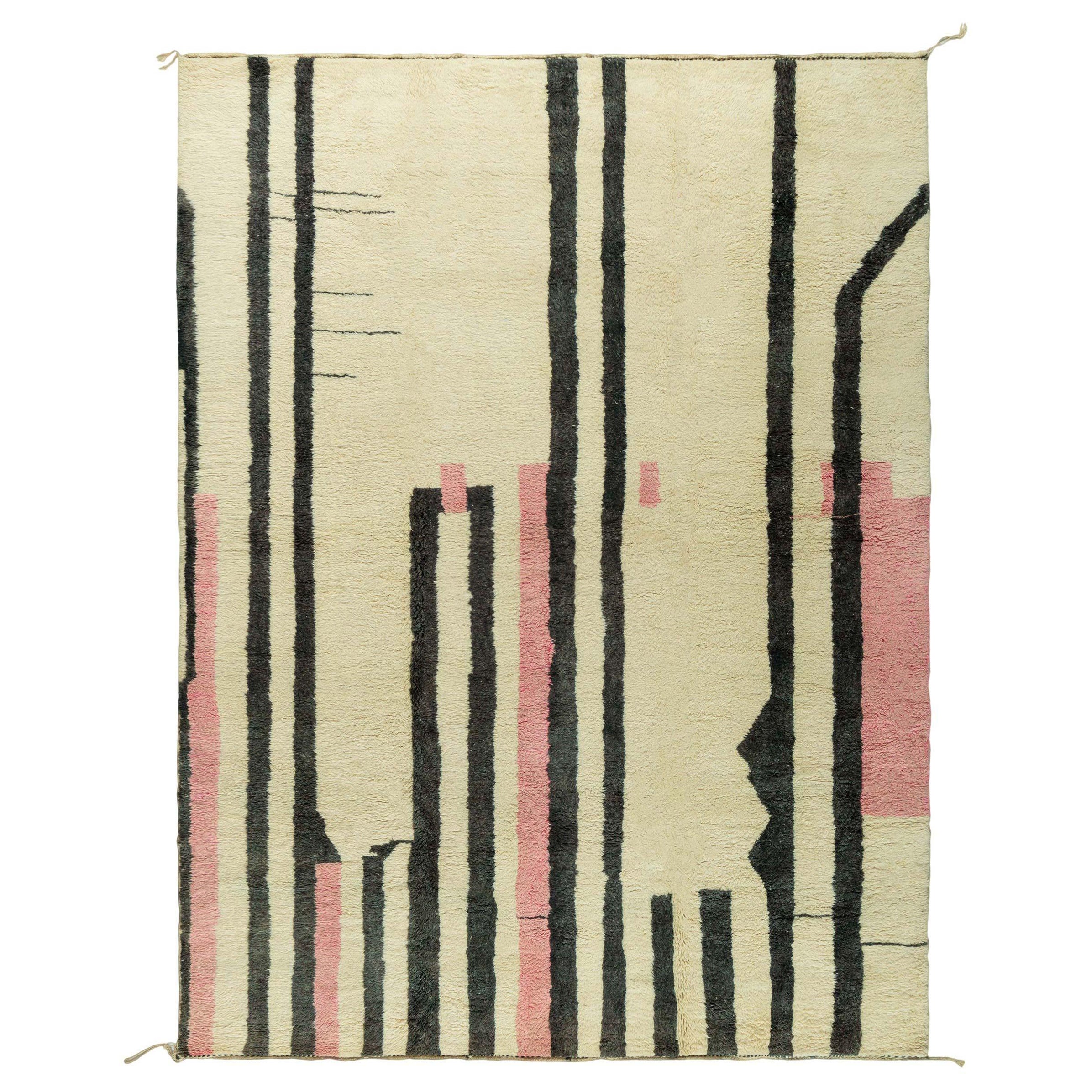 Alfombra moderna marroquí abstracta de lana hecha a mano por Doris Leslie Blau