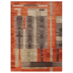 Tappeto moderno Art Deco Alfonsina-Rustic in lana e seta fatto a mano di Doris Leslie Blau