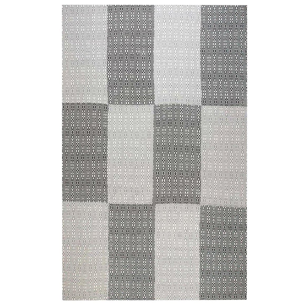 Modern Chessboard Pattern Flat-Weave Wool Rug by Doris Leslie Blau