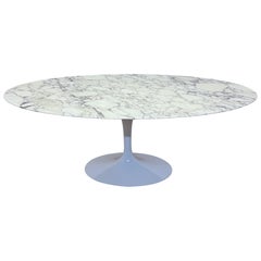 Eero Saarinen 78” Oval Arabescato Marble Tulip Dining Table for Knoll, 2000s