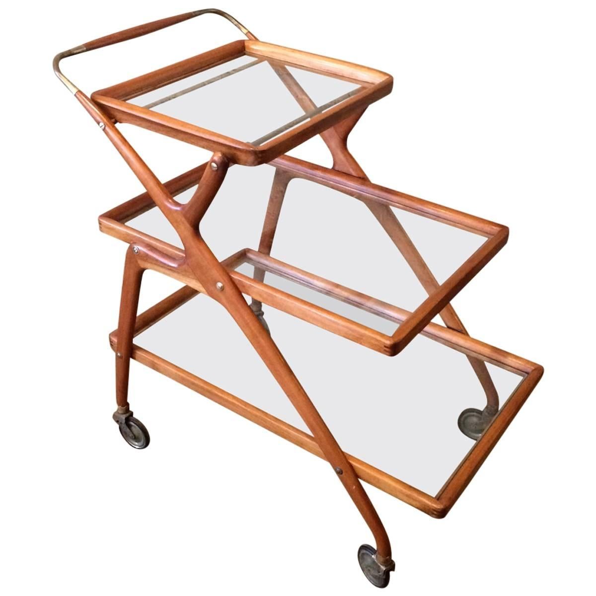Three-Tier Teak Bar Cart by Cesare Lacca for Cassina