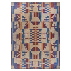 Doris Leslie Blau Alfombra Art Decó Vintage de tejido plano