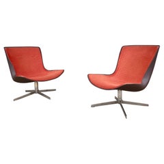 Mid Century Modern Heavy Chrome Swivel Lounge Chairs by Bernhardt