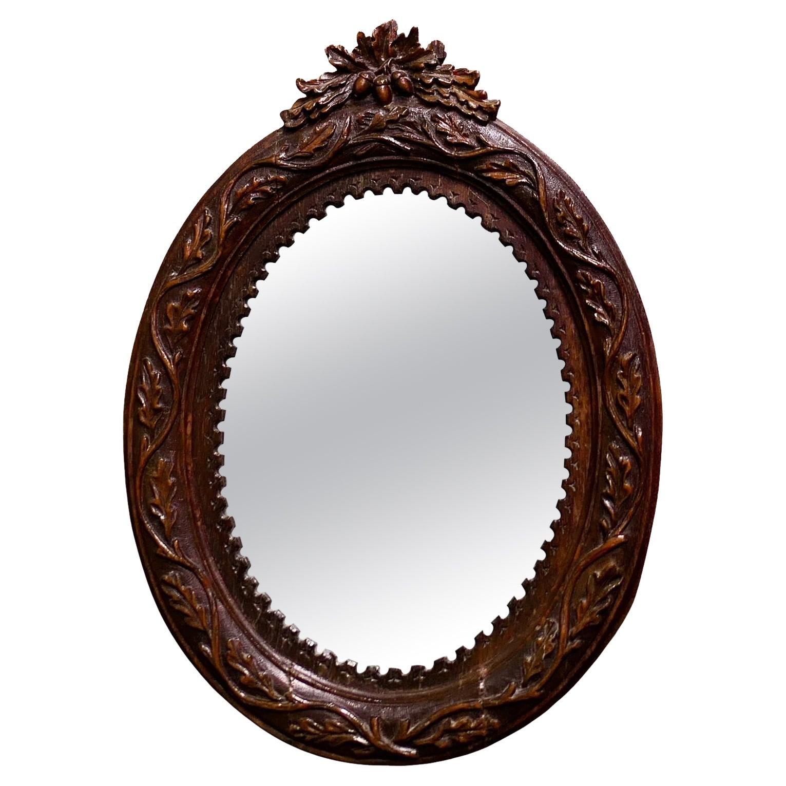 Carved Oak Oval Wall Mirror  A lovely piece