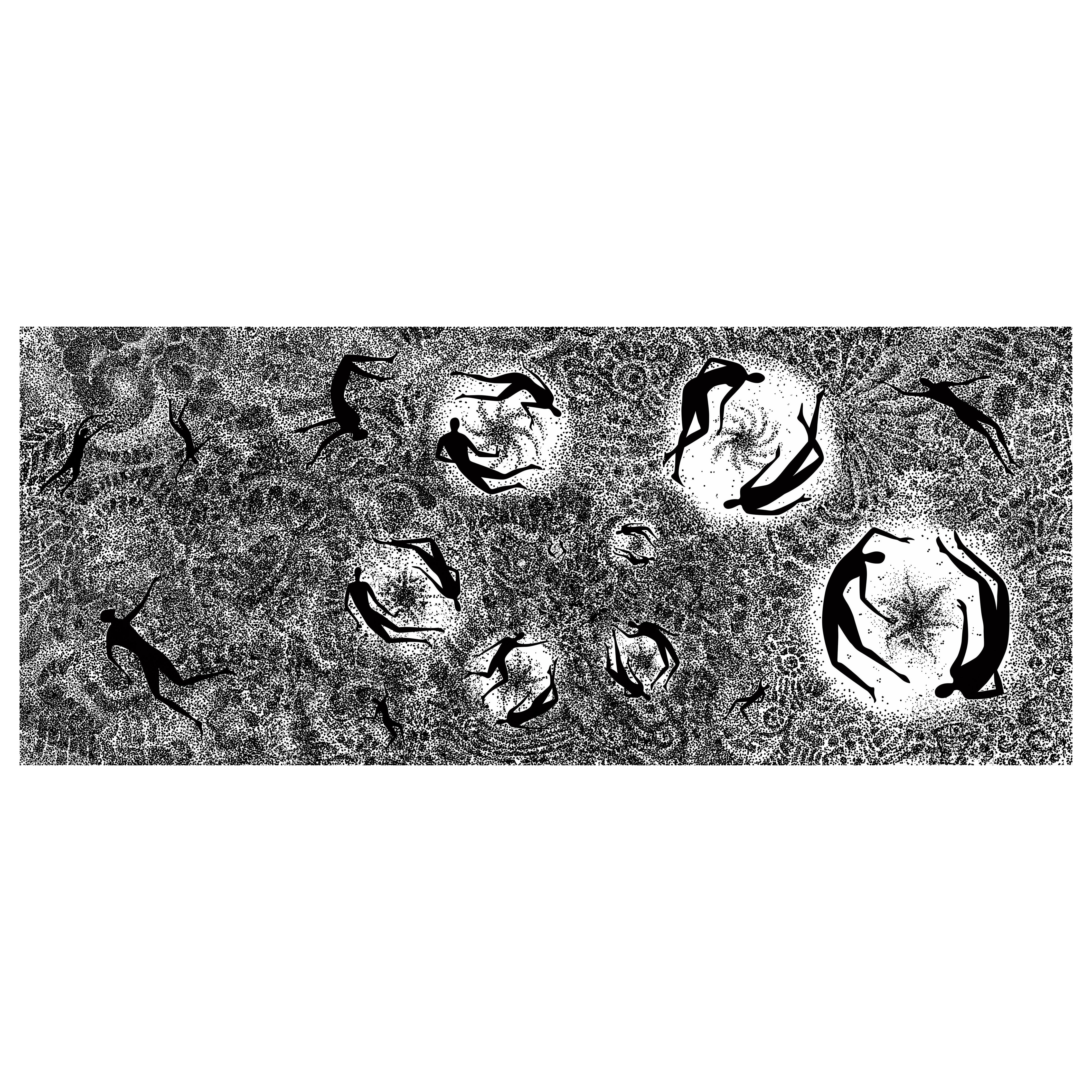 Black Ink and Swarovski Black Diamond Crystals Contemporary Wall Art    - 