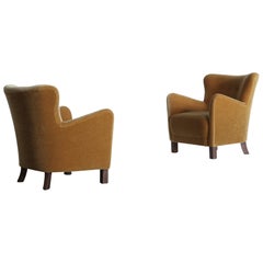 Paar Sessel, gepolstert mit reinem Gelbgold-Mohair
