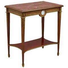 Table d'appoint ancienne en bronze doré et jaspe de style Louis XVI