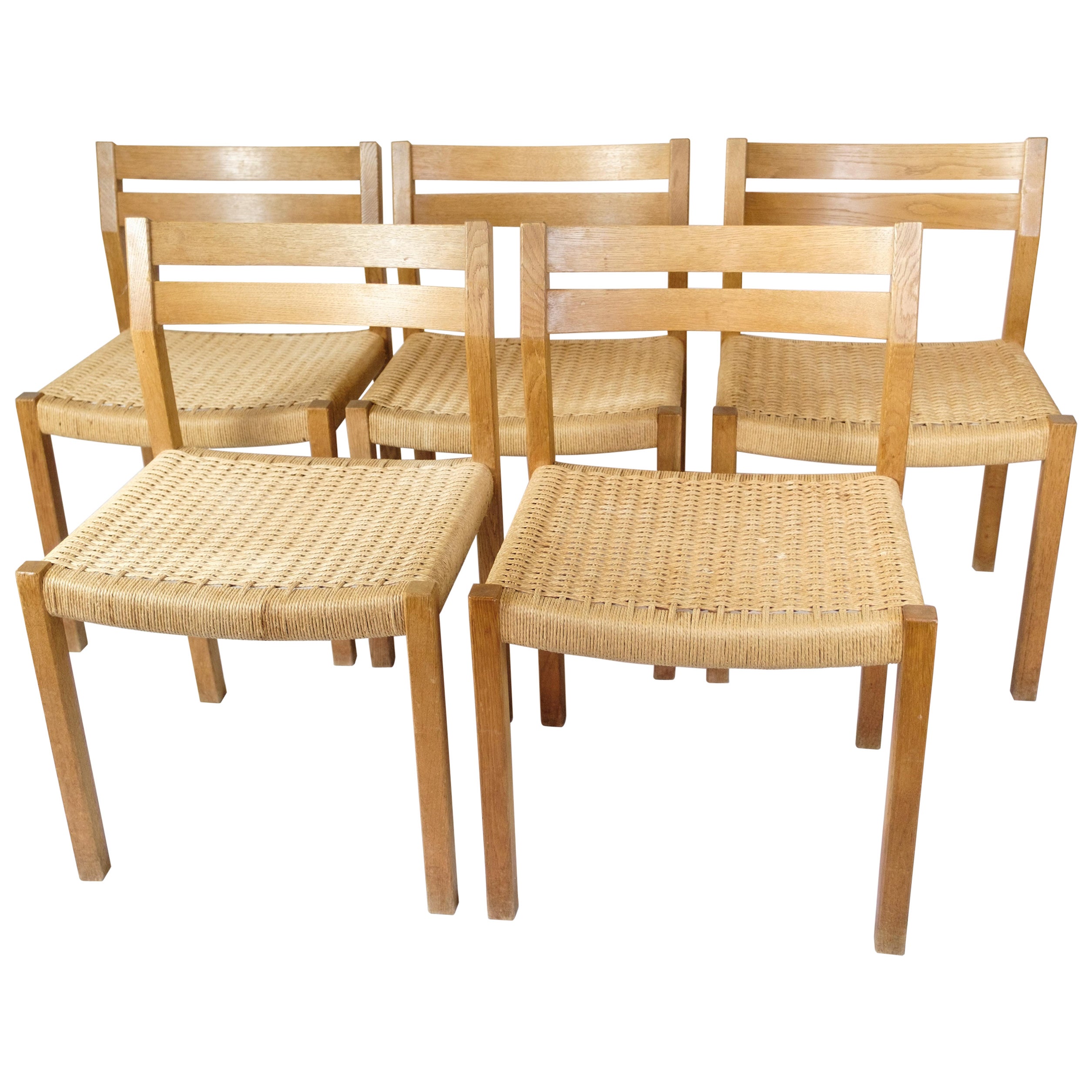 Set di cinque sedie da pranzo modello 401 in Oak di Jørgen H. Møller degli anni '60