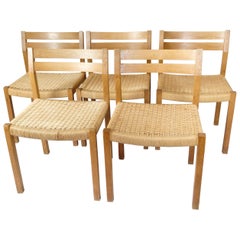 Set Of Five Dining Chairs Model 401 Made In Oak By Jørgen H. Møller From 1960s