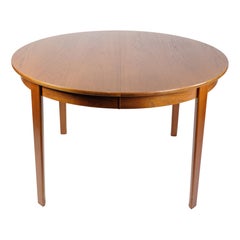 Round Dining Table With Extension Made In Teak From 1960s