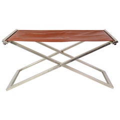 Stool Made In Brushed Steel With Cognac Leather By Michael Christensen