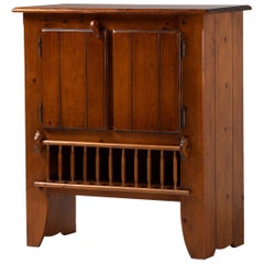 Cabinet with Spindle Towel Rack in Pine, France, 1950s