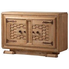 French Art Deco Sideboard, Carved Oak, France, 1940s