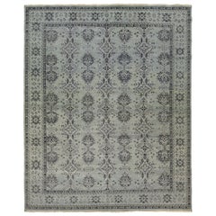 Gray Modern Tabriz Style Handmade Wool Rug With Allover Pattern